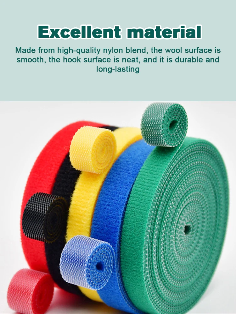 Cable Ties Reusable Adhesive Hook Loop Bundle Fastener Nylon Strap Organizer Self Clip Holder Management Straps Wire Tie