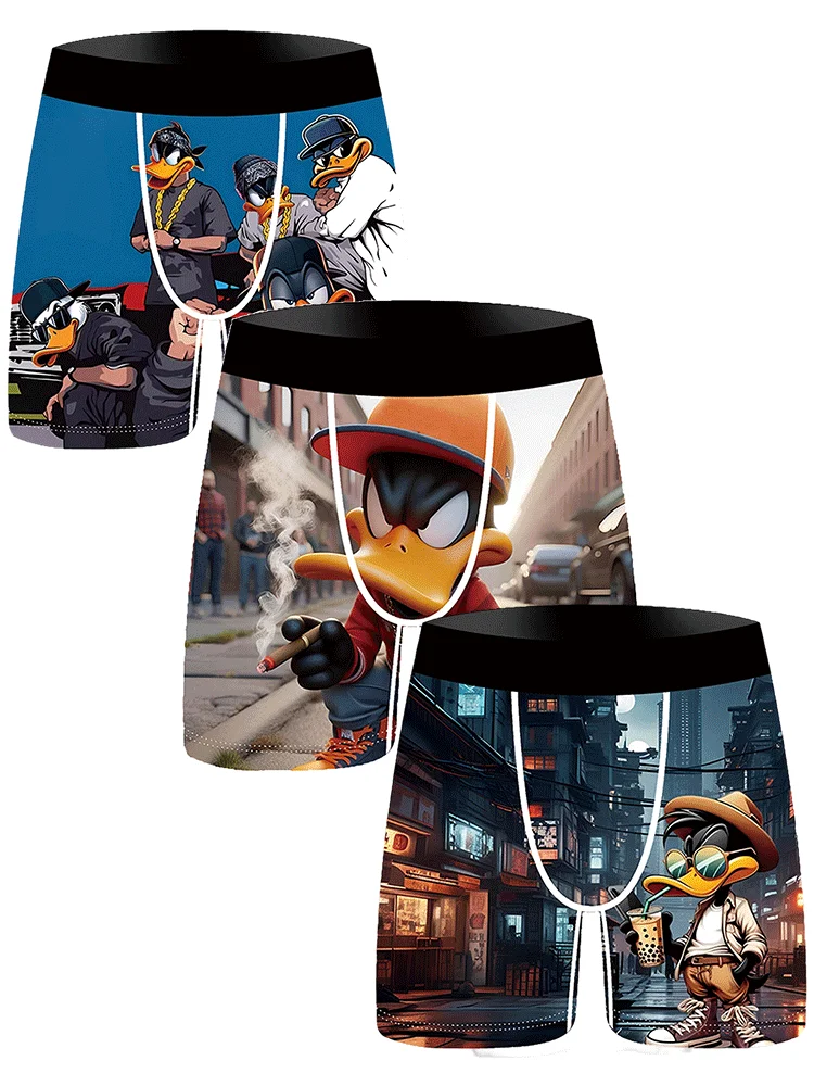 3Pcs Men's Underwear Comfortable and Soft Breathable Famous Cartoon Patterns Boxer Underwear Men's Boxer Underwear