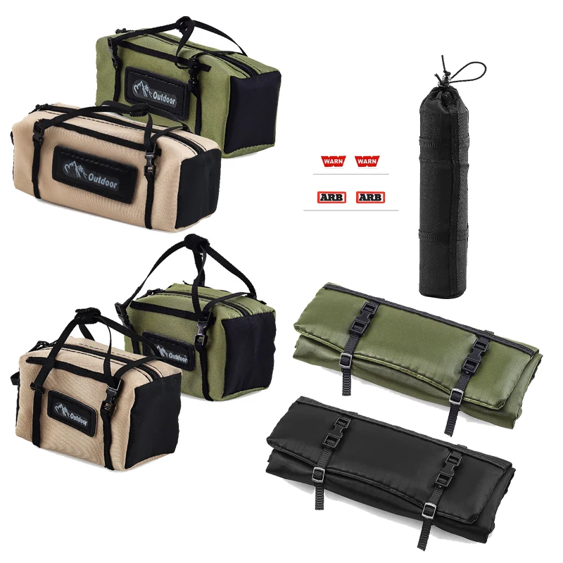 1/10 Scale Overlanding Accessory - Realistic Rooftop Luggage & Sleeping Bag for RC Crawler Decoration RC Car