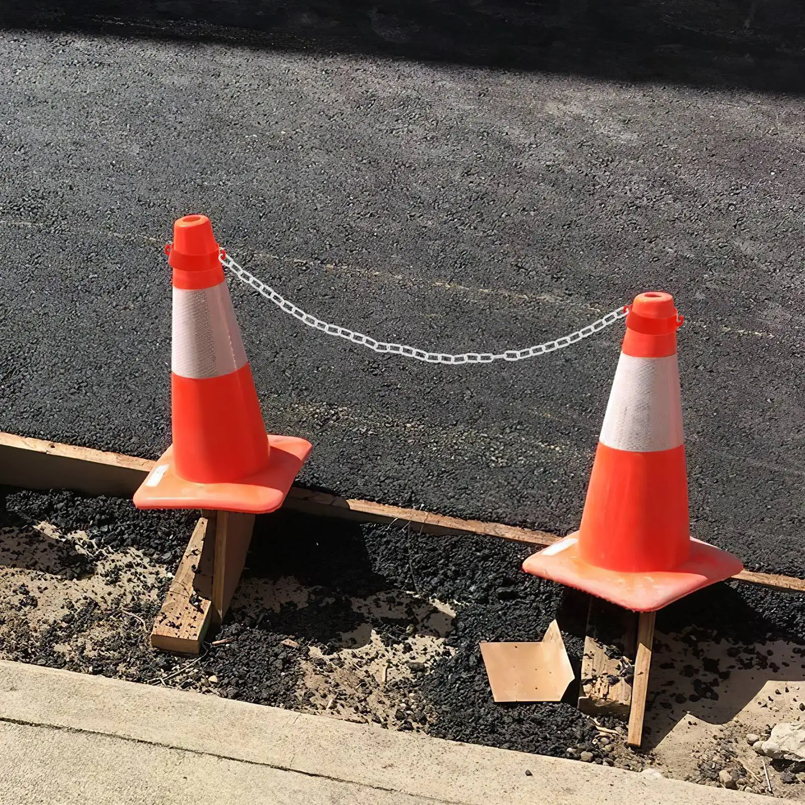 5M White Plastic Protective Chains With 2 Cone Buckles Safety Barrier Traffic Equipment Crowd Control Caution Chain Links