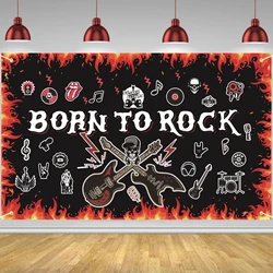 1pc Born to Rock 배경 배너, 초대형 1950년대 로큰롤 파티 장식, 록스타 음악 테마 생일 파티 용품