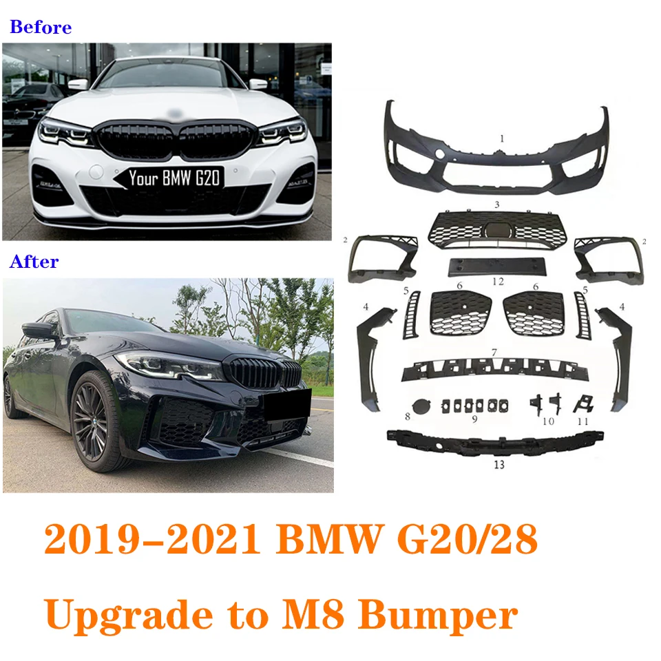 

For 2019 2020 2021 BMW 3 seriese G20 G28 Upgrade to M8 Front Bar Assembly Surround Body Kit