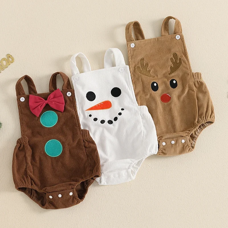 

Newborn Baby Boy Girl Clothes Elk/Snowman Sleeveless Strap Romper Jumpsuit Toddler Christmas Outfit Sunsuit Clothes