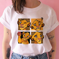 2025 Hot Sale Cartoon The Lion King T Shirt Women Harajuku Cute Simba T-shirt Funny Nala Mufasa Graphic Tshirt Female Tops