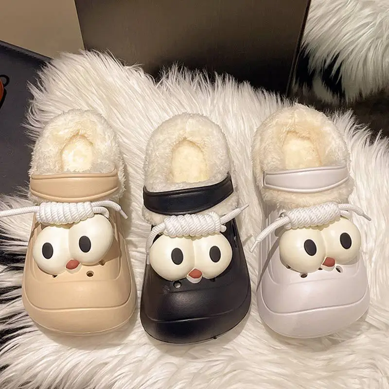 Padded Cotton Slippers For Girls Soft Thick-sole EVA Plush Shoes Indoor Casual Wear Anti-slip Wear-resistant Cartoon Sweet Style