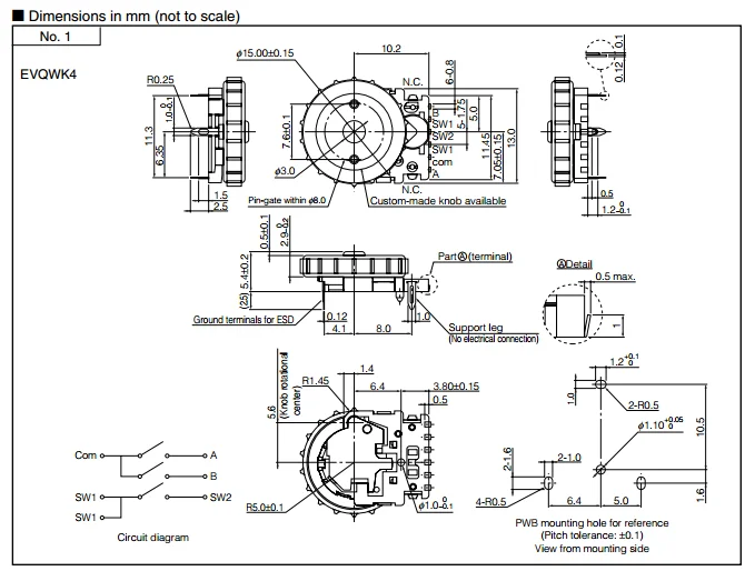 Interruttore di codifica a rulli Panasonic EVQ-WK4001 giapponese disco a quadrante a 360 ° a 15 Bit con Encoder interruttore