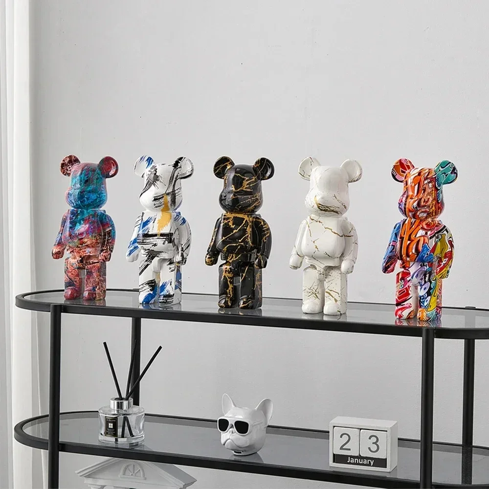 colorful graffiti, bear bricks, figures, bear bricks, statues, violent bears, resin decorations, desk accessories, l