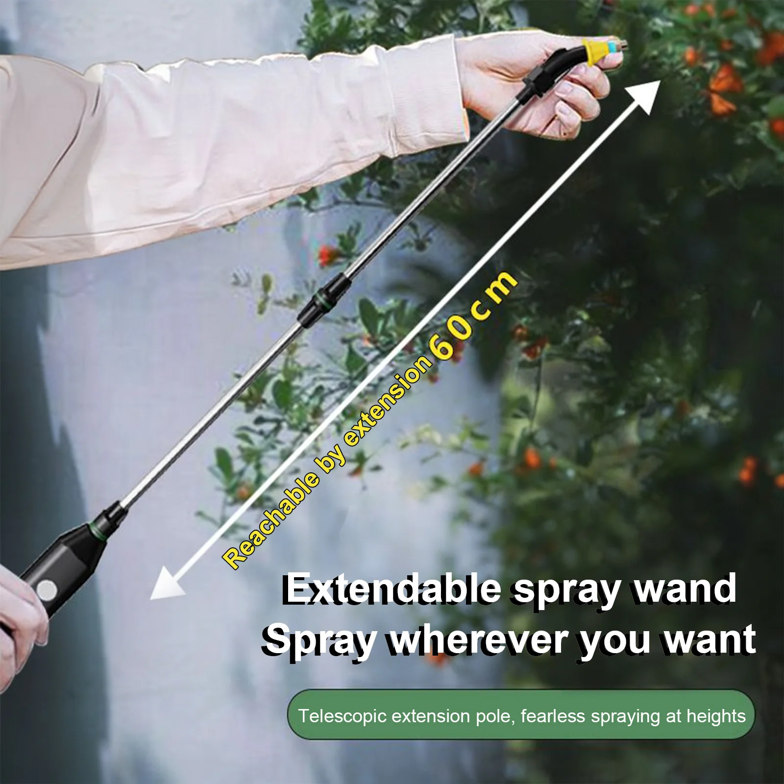 

8-литровый садовый опрыскиватель с 3 насадками-распылителями, перезаряжаемый, с выдвижной штангой и наплечным ремнем для газона, сада, двора