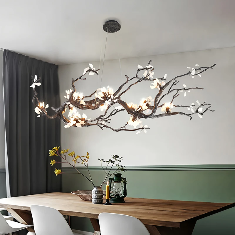 Vintage Copper Branch Pendant Light LED Creative Branch Chandelier for Living Room Dining Room Decoration Lighting Fixtures