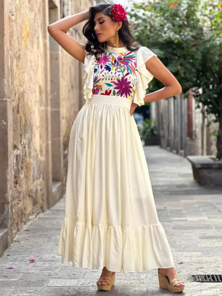 Women Embroidery Pin Up Party Long Maxi Dress 2026 Retro Robe 60s 50s Vintage Rockabilly 1960s 1950s Swing Dress Vestidos