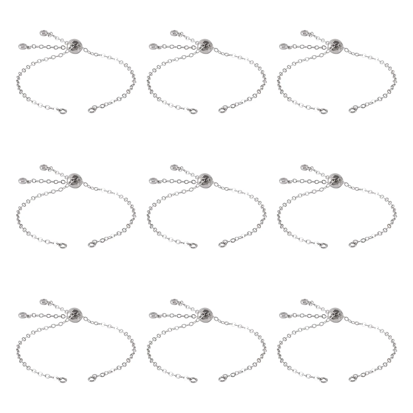 

10Pcs Adjustable Brass Bracelet Cable Chains with Cubic Zirconia For Connector Slider Bracelets Jewelry Making Accessories