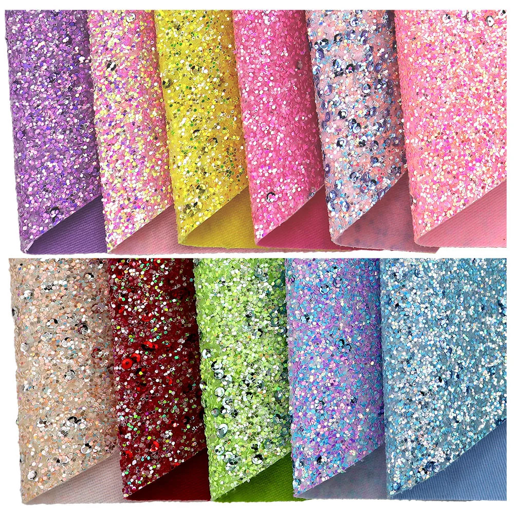 30x132cm Roll Chunky Glitter Fabric Synthetic PU Faux Leather  For Bow Earring DIY Home Decorate CN129