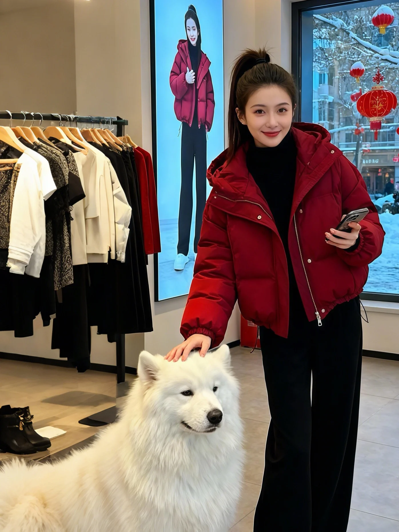

Korean Style Winter Fashion Set Hooded Short Cotton Jacket Long Pants Outerwear Cute Small Size Matching Whole Trendy Set