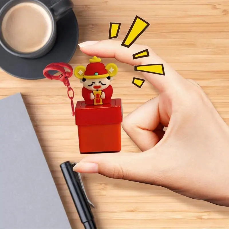 God of Wealth Tastatur-Zappel-Schlüsselanhänger mit Licht und Ton, Stressabbau, Geldbörsen-Charm, tragbarer Schlüsselanhänger-Anhänger für Kinder und Erwachsene