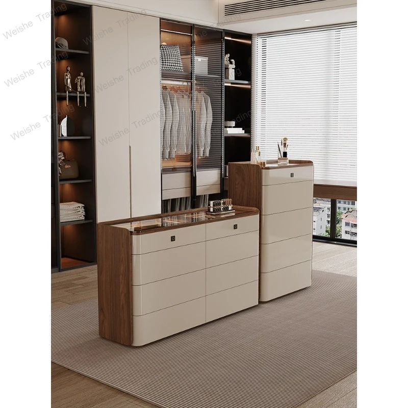 

Italian bedroom with jewelry box, fingerprint lock, bedside locker, medieval high-end jewelry storage cabinet