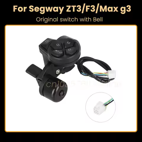 Headlight Button Combo Switch with Bell for Segway ZT3 Pro / Max G3 / F3 Pro Electric Scooter Turn Signal Mode Switch Parts