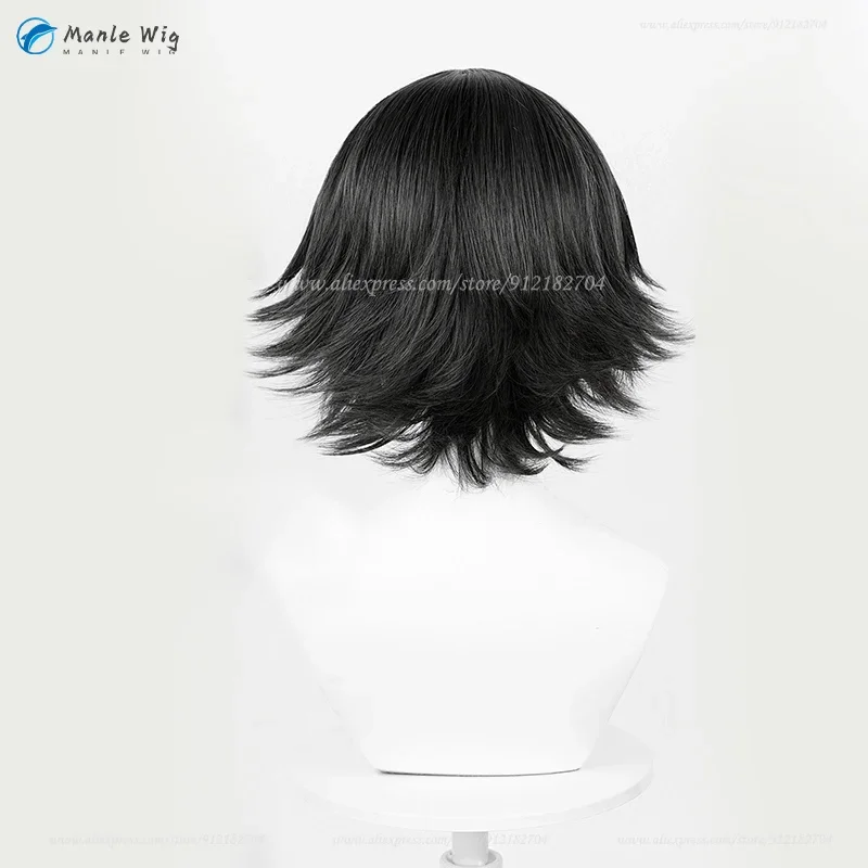 High Quality Ranpo Edogawa Wigs 30cm Short Black Edogawa Ranpo Cosplay Wig With Cosplay Glasses Hat Props Party Wigs + Wig Cap