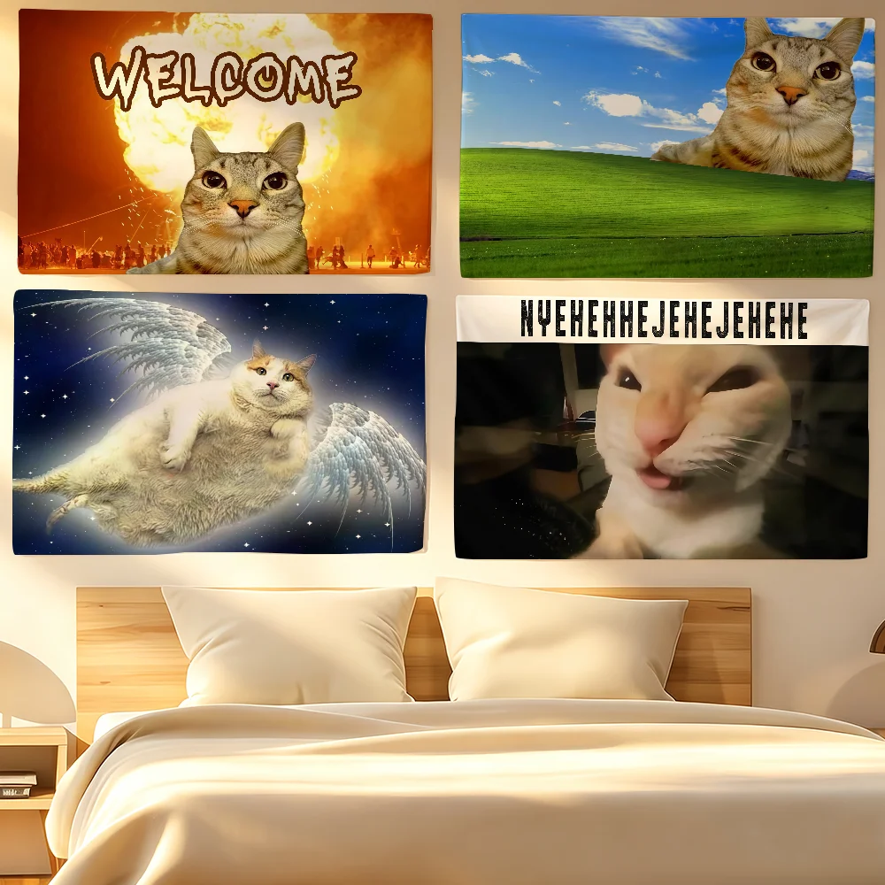 Meme Cat Flag For Sports Matches  Games Parade Rally Holiday Festival Backyard Balcony Club Bar Decor