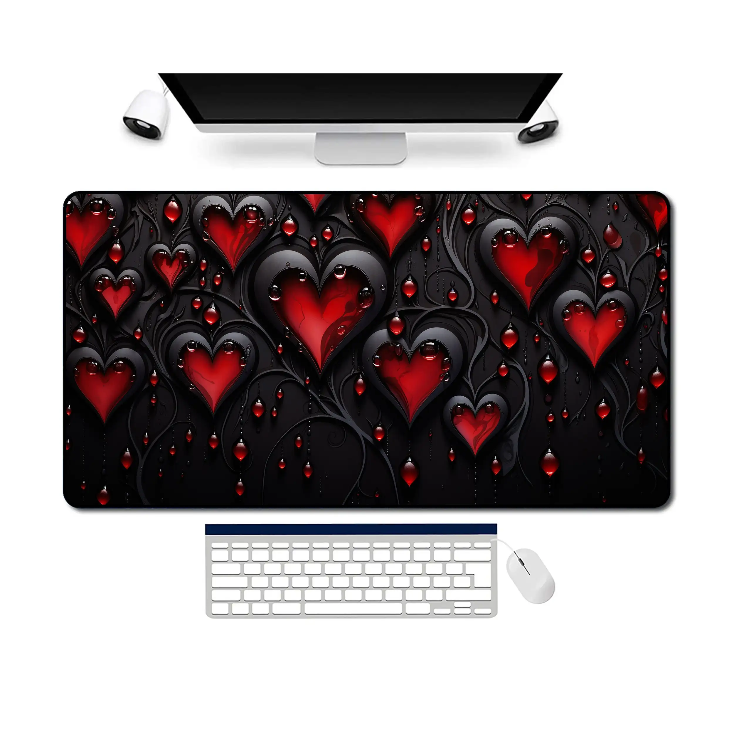Deep Gemstone Red Heart-shaped Desk Mat,suitable for Home Office,minimalist Office Decoration, The Perfect Gift for Her and Him.
