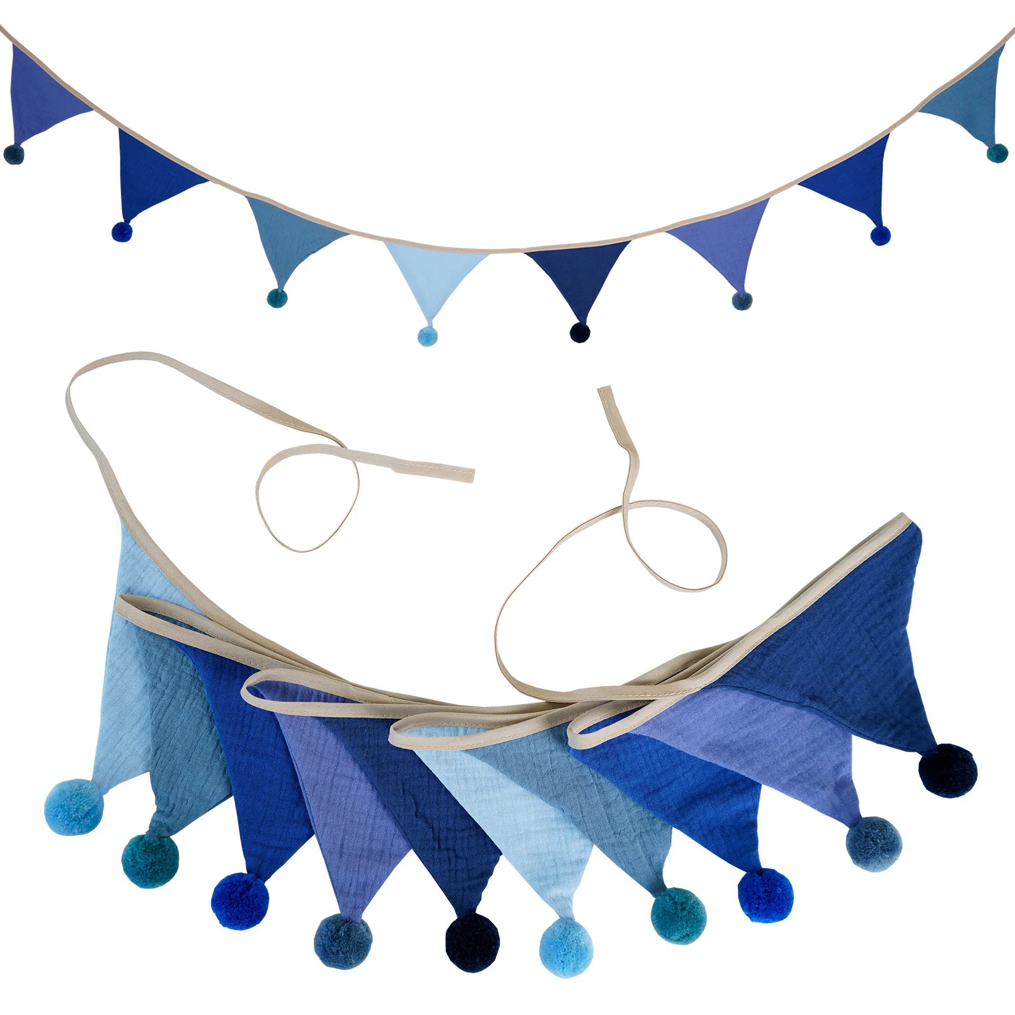 2,6 m/8,5 ft Kindergarten Stoff Bunting 10 Dreieck Wimpel Flaggen mit Kugeln Party Decor Banner Home Baby Dusche Karneval Girlande – Detail 18