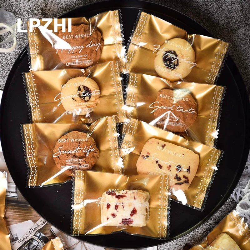 

LPZHI 100Pcs Candy Packaging Bags Home Party Birthday Party Handmade Cookies Nougat Packaging Decoration Kinds Favors Christmas