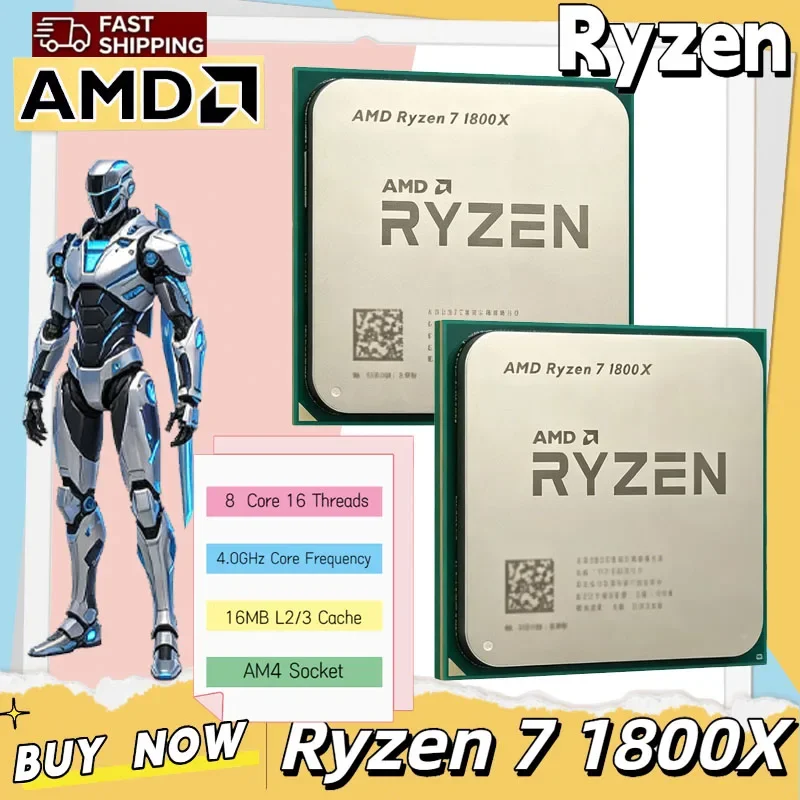 AMD Ryzen 7 1800X CPU 3.60GHz--4.0GHz 95W 8-cores 16-threads AM4 TDP 95WCPU Processor Loose Pie Without Package