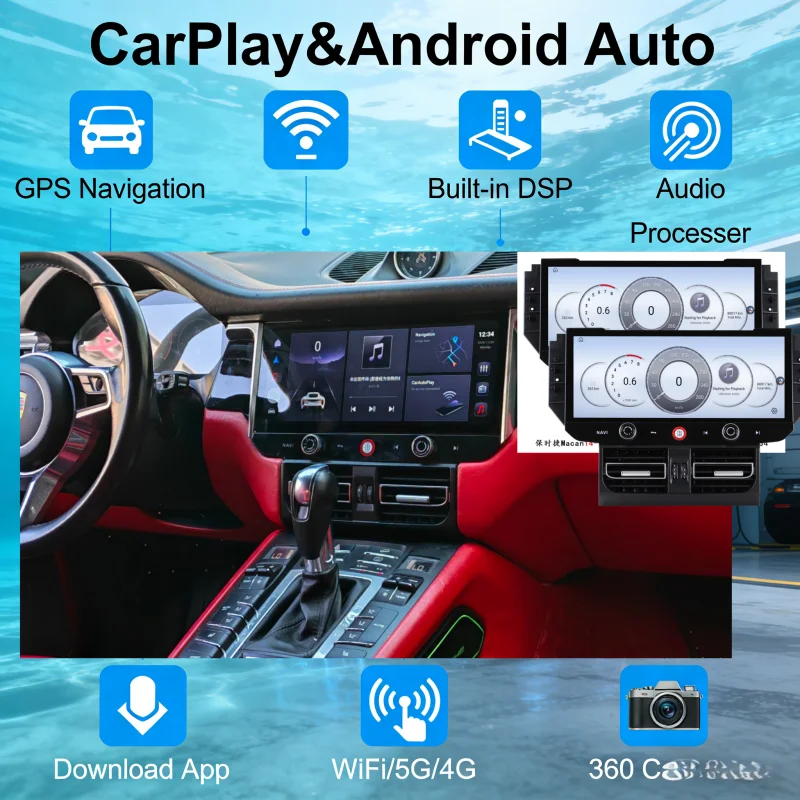 

Для Porsche Macan 2014-2017: Автомагнитола Android 14 с беспроводным CarPlay, мультимедийный видеоплеер, 12.3-дюймовый GPS-навигатор, радио, стереосистема