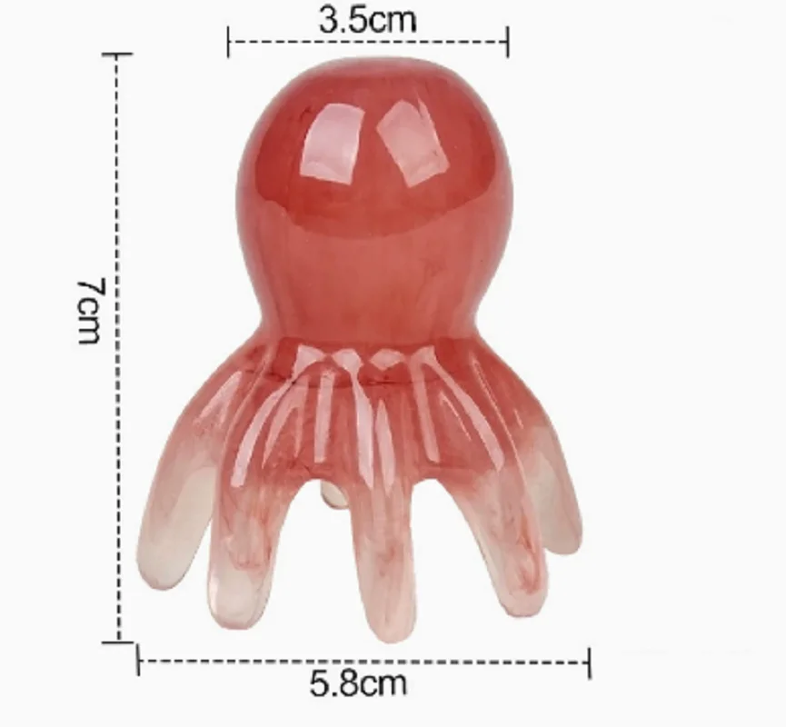 Resin Octopus Massage Comb, Scalp Meridian Scraping Gua Sha Brush for Head SPA Acupoint Massage