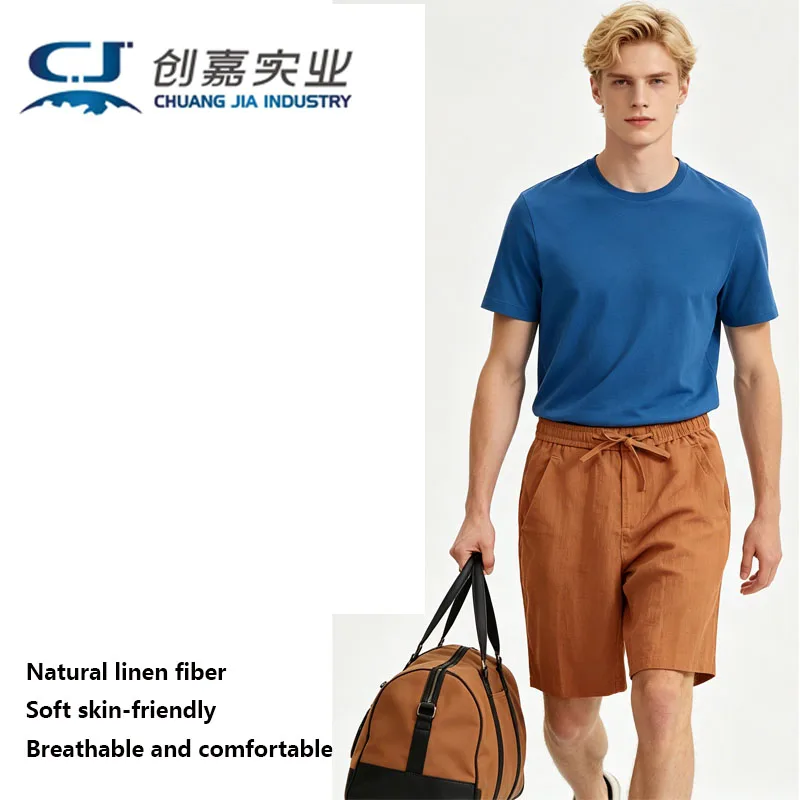 

Pure Linen Shorts Men's Summer Thin Style Medium Pants Casual Pants Loose Cotton Hemp Army Green Beach Quarter Pants Large Size