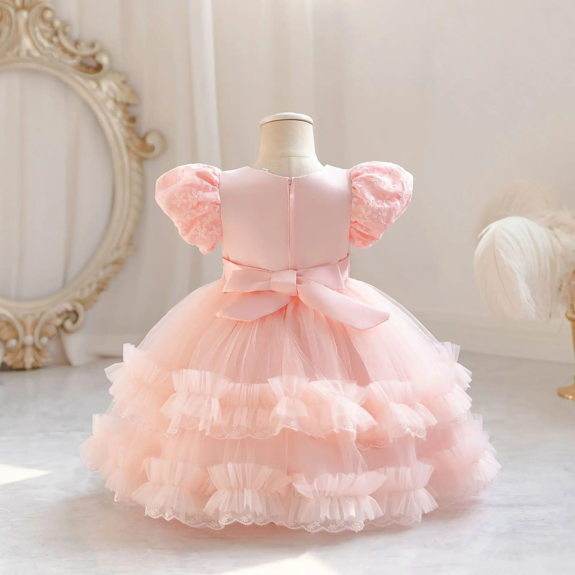 0-4 Years Girl Kid\'s Dress Tutu Princess Baby Dresses Puff Sleeve Infant Ball Gown Cheap Christmas Birthday Party Outfits