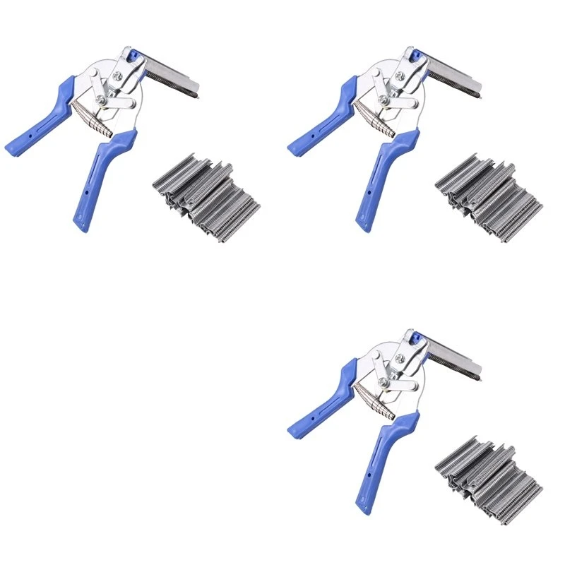 Exquisite-3X Hog Ring Plier Tool With 1800Pcs M Clips Staples Chicken Mesh Cage Wire Fencing Anti-Slip Handle Hand Tools