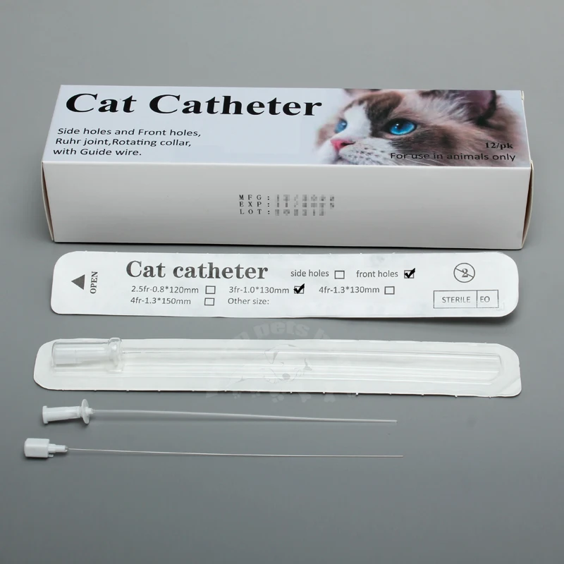 Cat Catheter with Stylet 3Fr End Hole 4Fr Side Holes Veterinary Urinary Cat Catheters