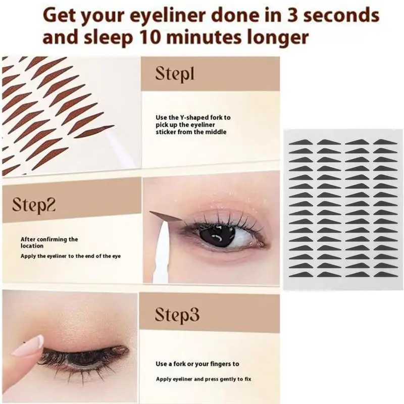 สติ๊กเกอร์อายไลเนอร์กันน้ำ 42/60/64 ชิ้น สีดำ สีน้ำตาล แบบแท่งเดียวสำหรับมือใหม่ ใช้งานง่าย ช่วยแต่งตา