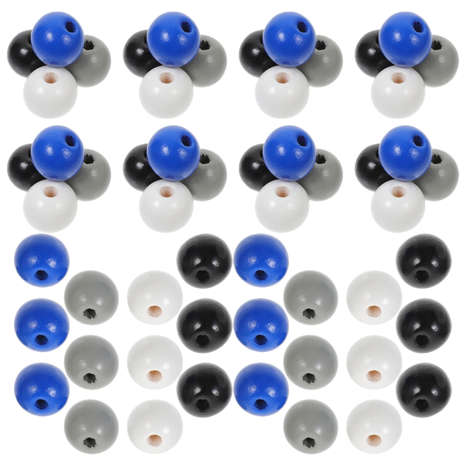 

Wooden Beads 4 Colors White Grey Blue Black Loose Beads Set Hemp Rope DIY Home Decor Accessories Necklace Bracelet Making