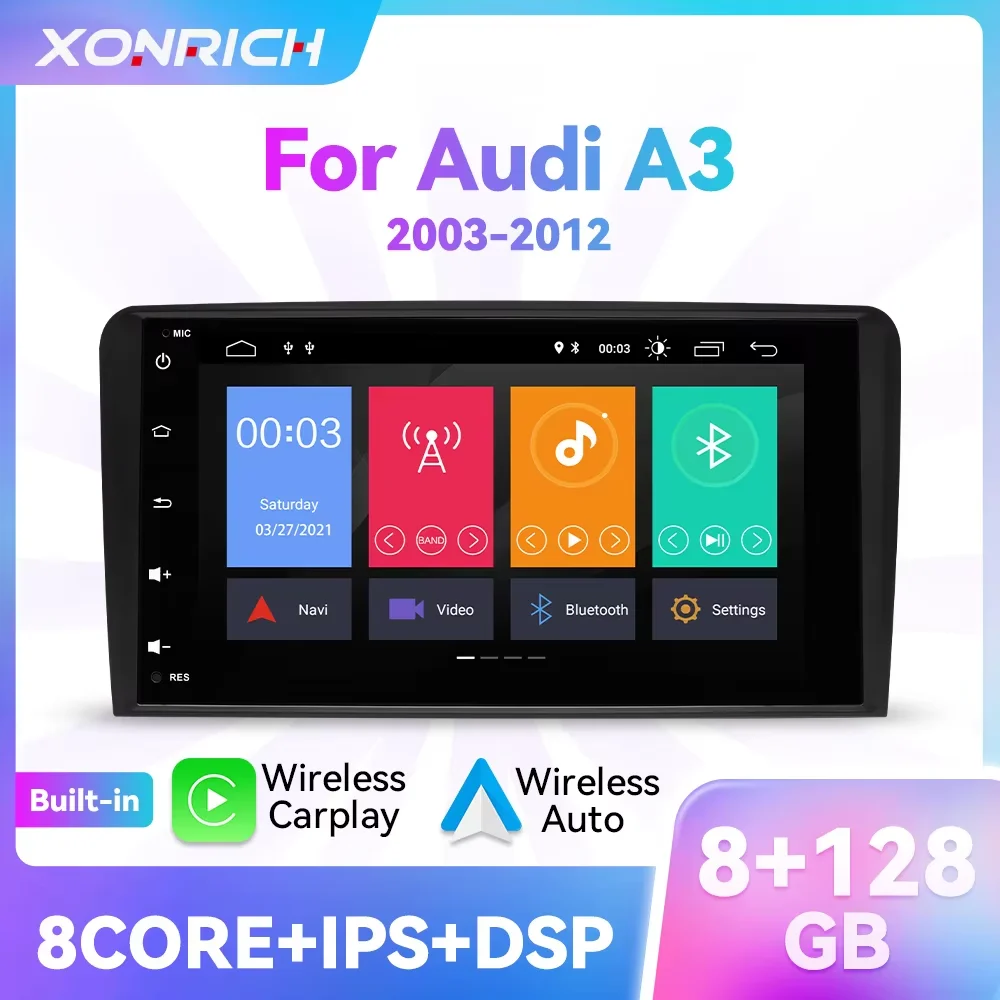 Wireless Carplay AI Voice 2 Din Android Auto Radio For Audi A3 8P 2003 - 2013 Car Multimedia GPS 2din Autoradio 4G Wifi