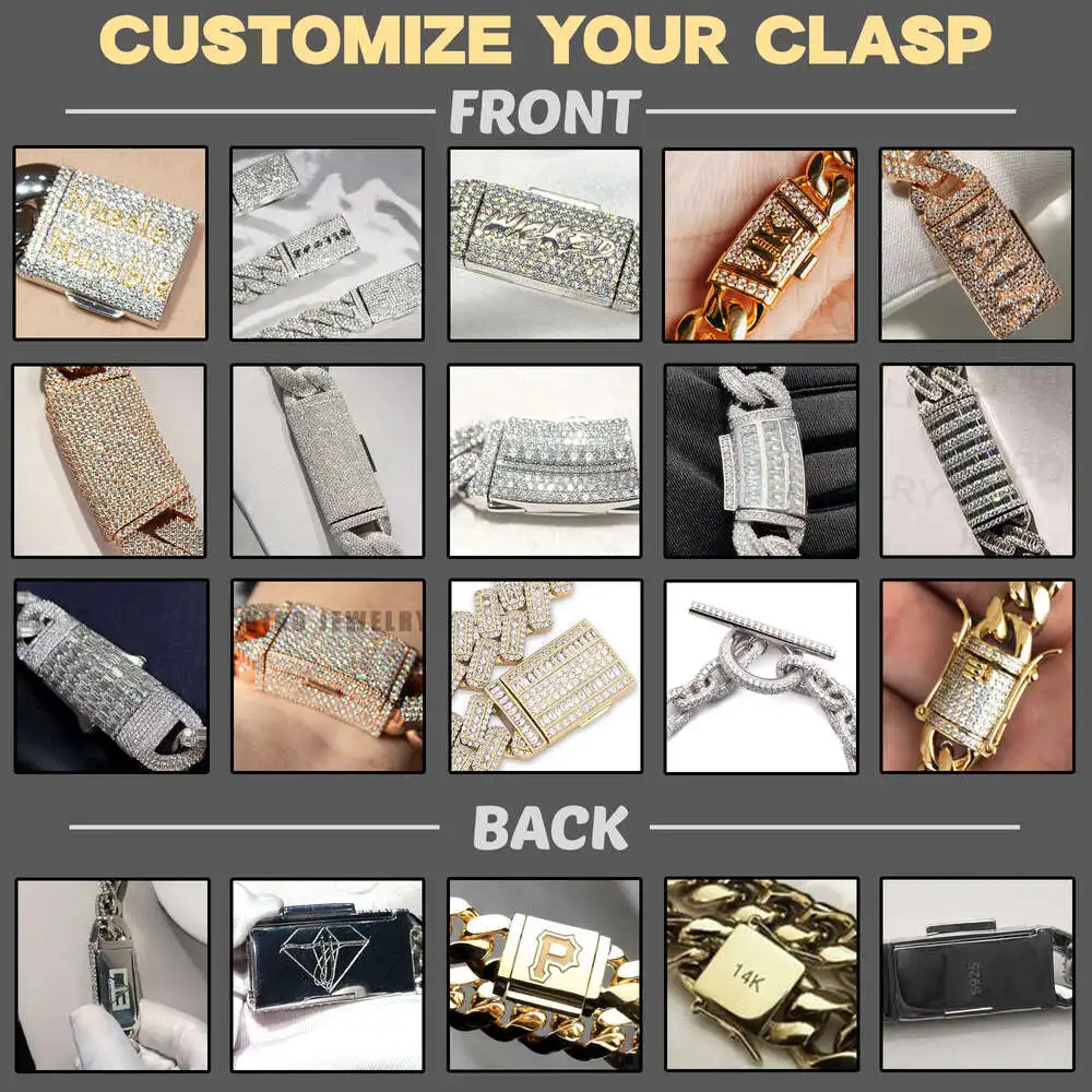 Luxury Hip Hop Chaine Jewelry Vvs 925 Sterling Silver Two Tone Color 20mm Diamond Moissanite Cuban Link Chain.