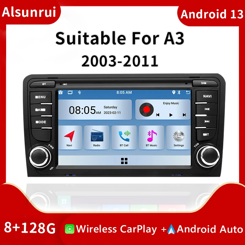 

AutoRadio 2 din Android 13 Car Stereo For Audi A3 8 11 P S3 2003-2012 RS3 Sportback Multimedia GPS Navigation Head Unit Carplay