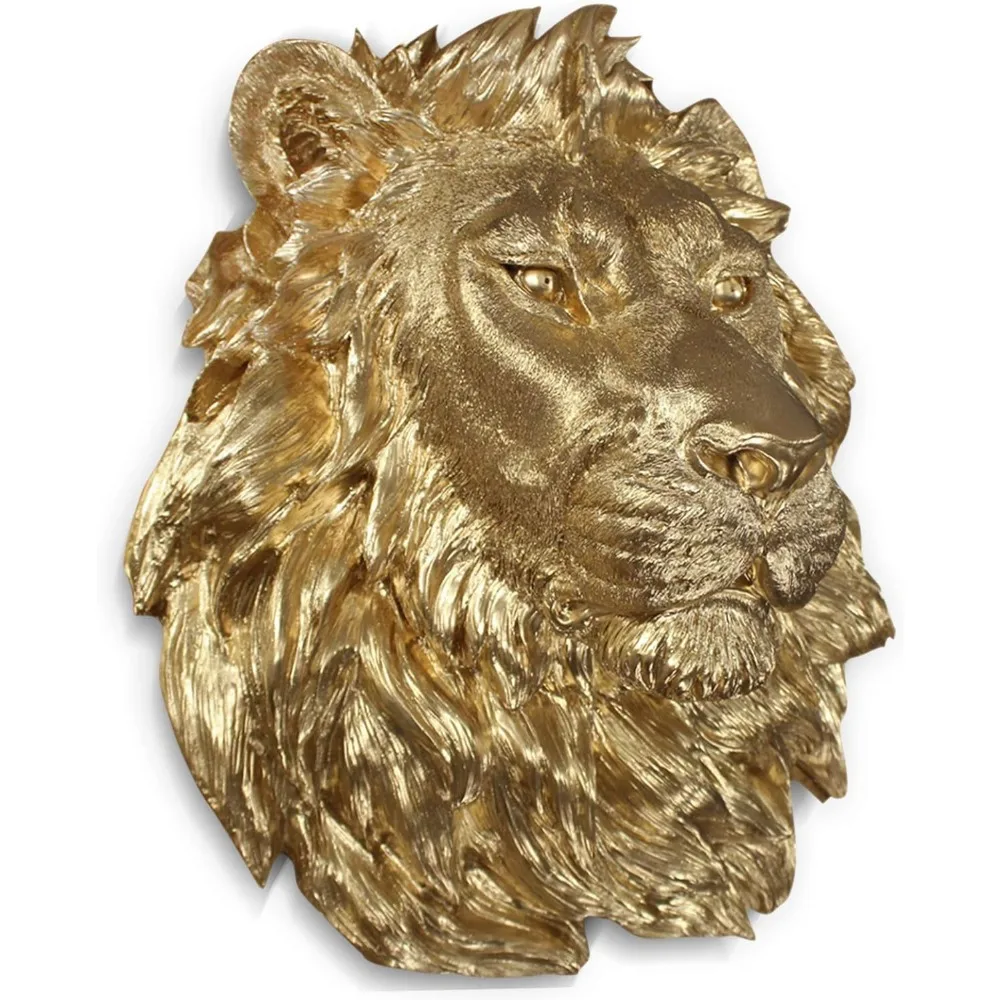 Imagem -06 - Decoração de Parede Handmade Poly Resin Quinta Esculturas e Estatueta Instalação Eye-catching Lion Head Estátua Casa 17