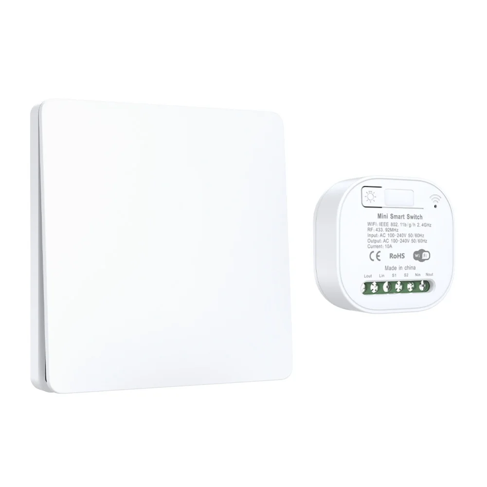 WiFi Smart Wireless Light Switch Set No Wiring Needed for Alexa Compatible Remote Control and Voice Activation