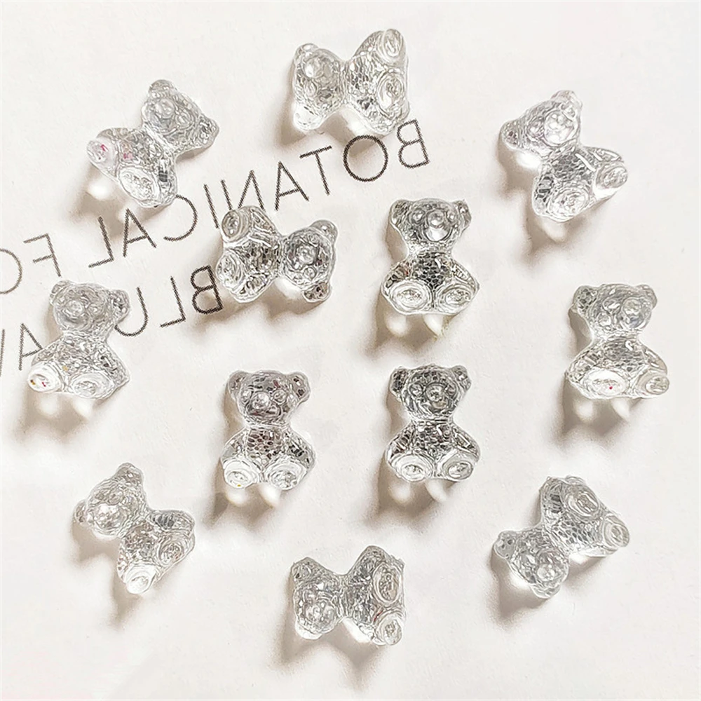 

20Pcs Sequins Bow Bear Nail Rhinestone Glitter Jewelry Luxury Decor Acrylic Resin Craft 3D Nails Art Accessories Supply 11*12mm