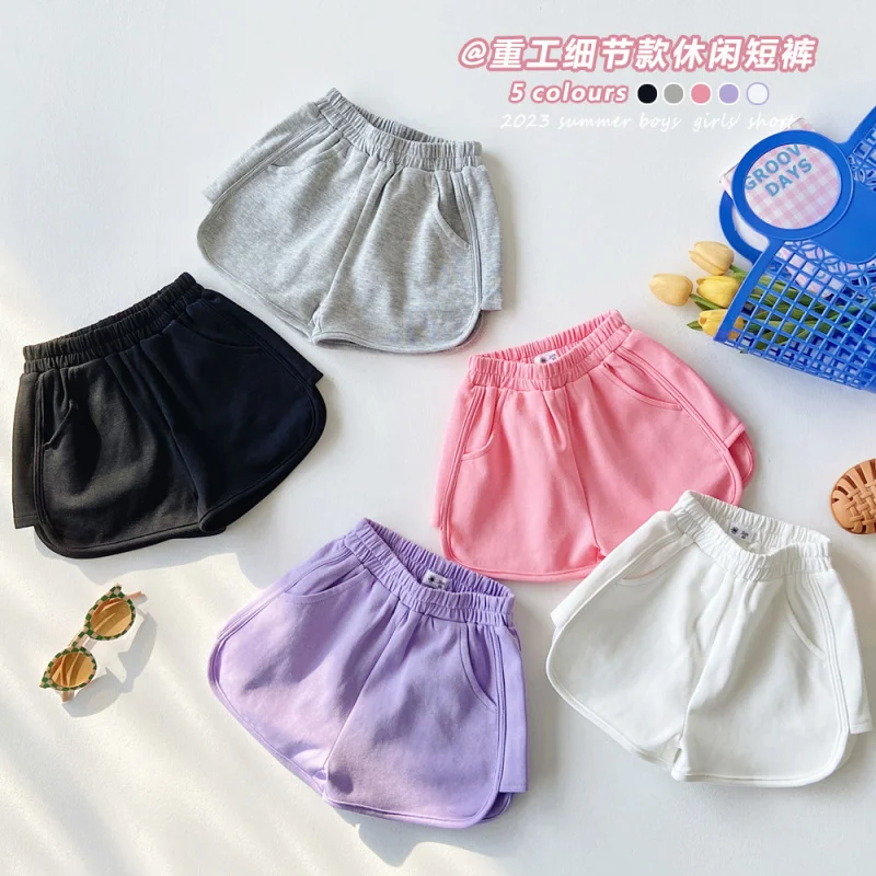 

XTY-South Korea Children's Clothing Children's Solid Color Casual Shorts Outer Wear Summer Summer New Children's Pants Girls Bab