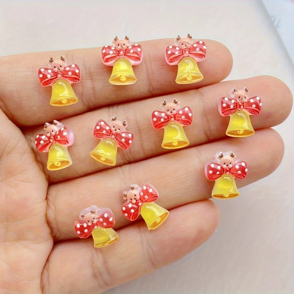 20 piezas de dijes para decoración de uñas de resina kawaii: mini dibujos animados coloridos de Papá Noel, campanas, galletas, osos, muñecos de nieve, árboles de Navidad, D