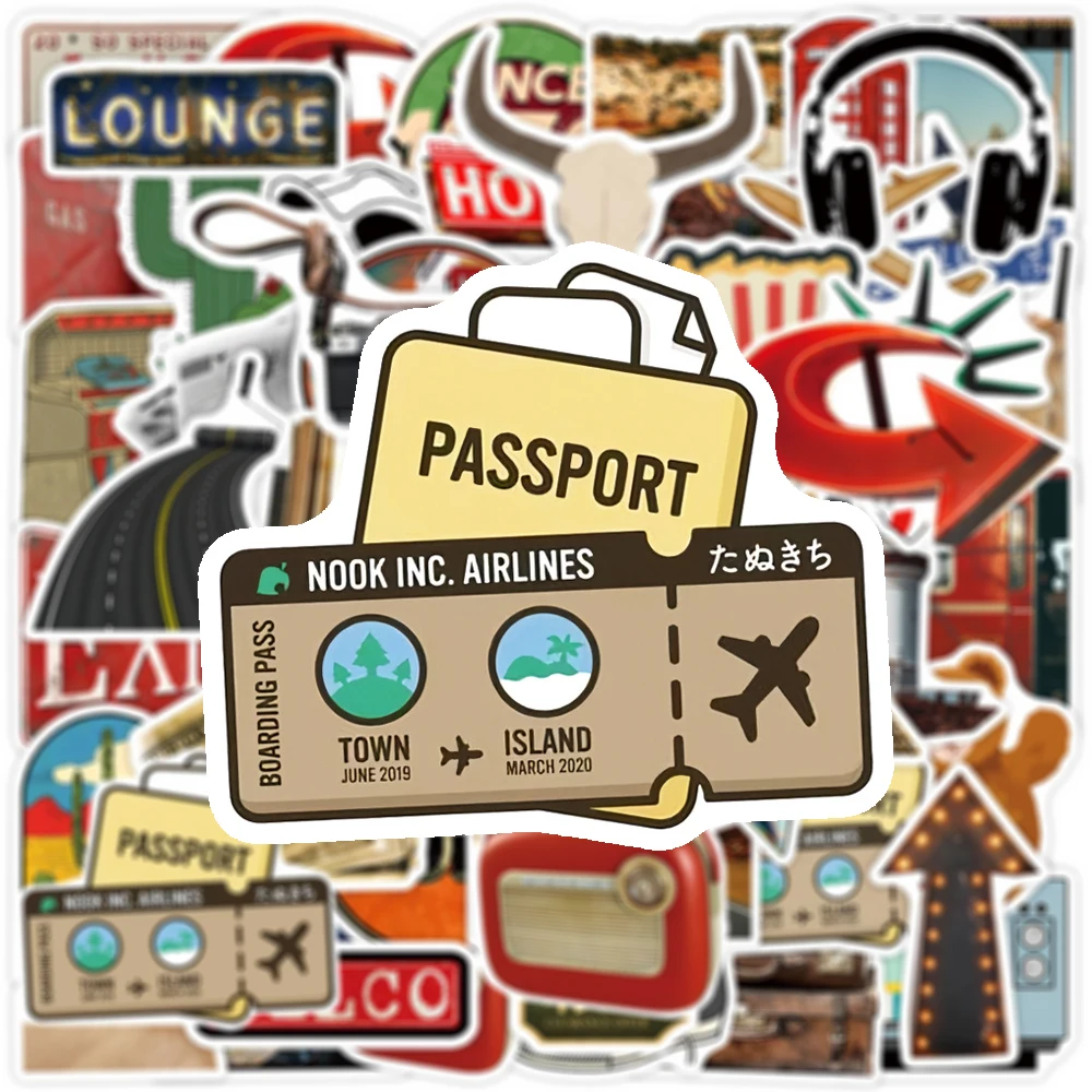 10/30/50 Stück Amerikanischer Retro-Kunst-Graffiti-Stil Aufkleber DIY Skateboard Handy Notizbuch Gitarre Coole Cartoon-Dekorations-Sticker-Packung