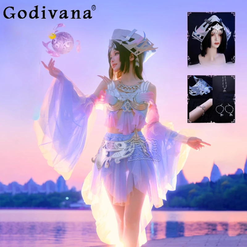

Women Singer Nightclub Cosplay Set Sexy Sleeveless Shiny Sequin Halloween Party Skirt Suit Girls Role Play Pleated Skirt Outfits