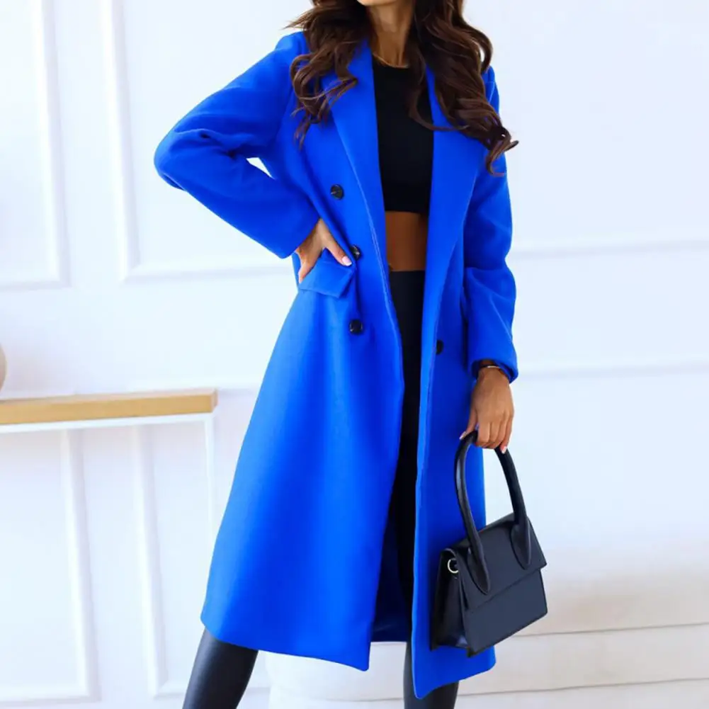 

Chic Mid-calf Length Lady Overcoat Mid Length Women Overcoat Anti-wrinkle Women Winter Coat for Daily Wear