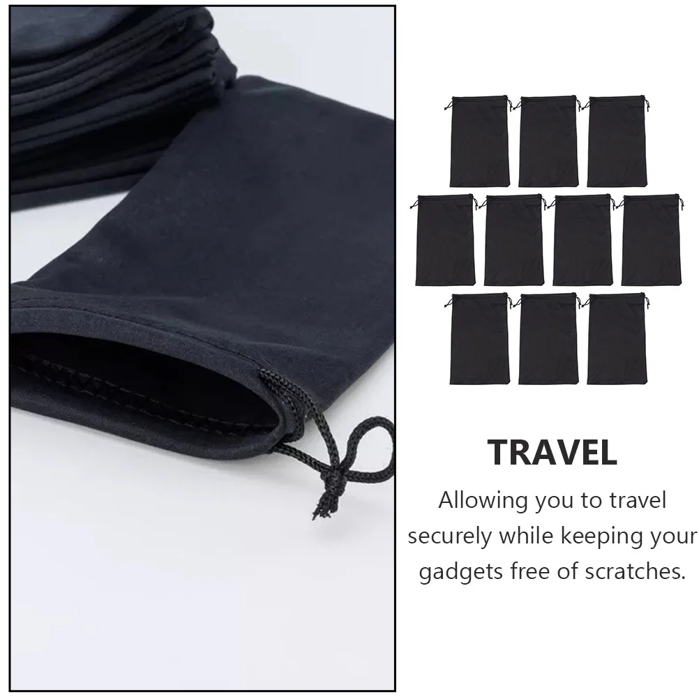 25 uds bolsa para gafas gafas de sol bolsillo con cordón almacenamiento gafas de natación franela negra