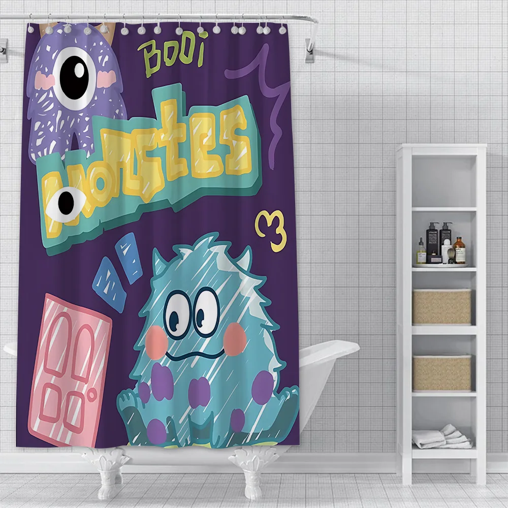 Cartoon M-Monsters University Shower Curtain Waterproof Polyester Fabric Paint Colorful Bath Curtains Bathroom Curtain With Hook