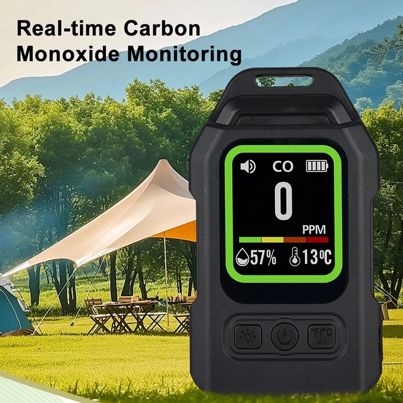 4-in-1 Carbon Monoxide Detector LED Screen CO CO2 Detector with Alarm Humidity Temperature Detection too Portable Camping