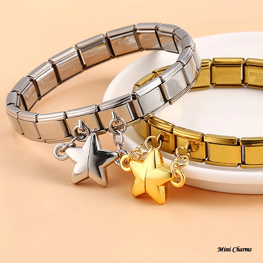 Design Attraction magnétique étoile amovible lien de charme italien ajustement 9mm Bracelet en acier inoxydable mode bricolage fabrication de perles bijoux