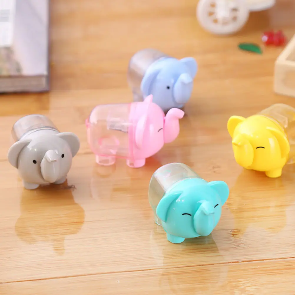 10Pcs Cartoon Elephant Pencil Sharpener Plastic Mixed Color Stationery Supplies for Kids School Drawing Writing